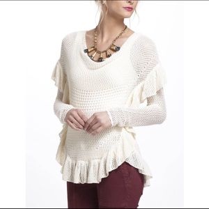 Anthropologie Angel Of The North crochet pullover